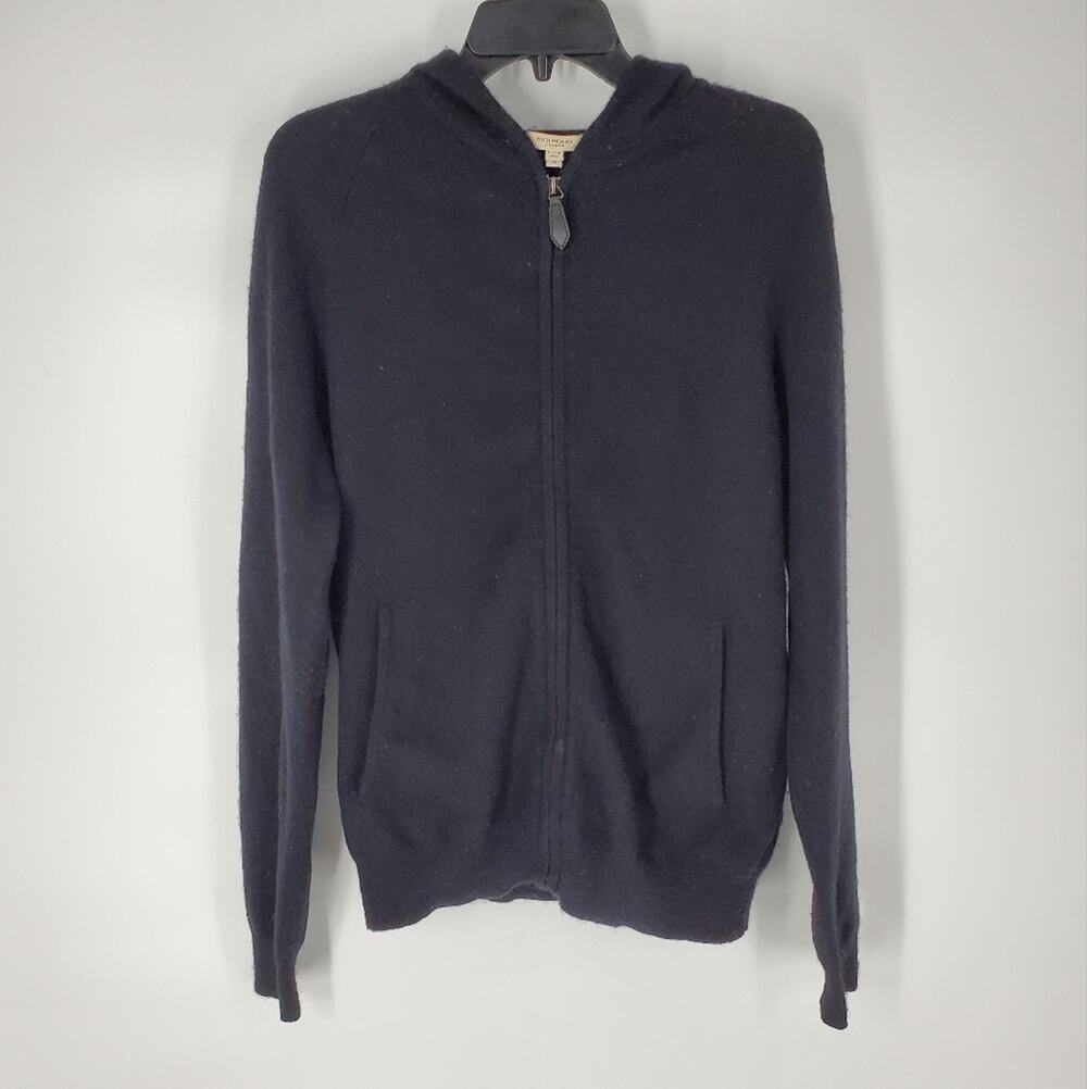 Burberry London Black Cashmere Full Zip Long Sleeve Sweatshirt Hoodie S
